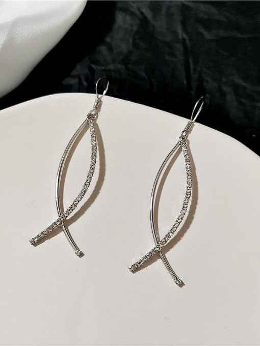 White K Copper Rhinestone Irregular Minimalist Hook Trend Korean Fashion Earring