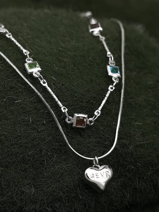 TINGS Brass Cubic Zirconia Heart Dainty Necklace 2