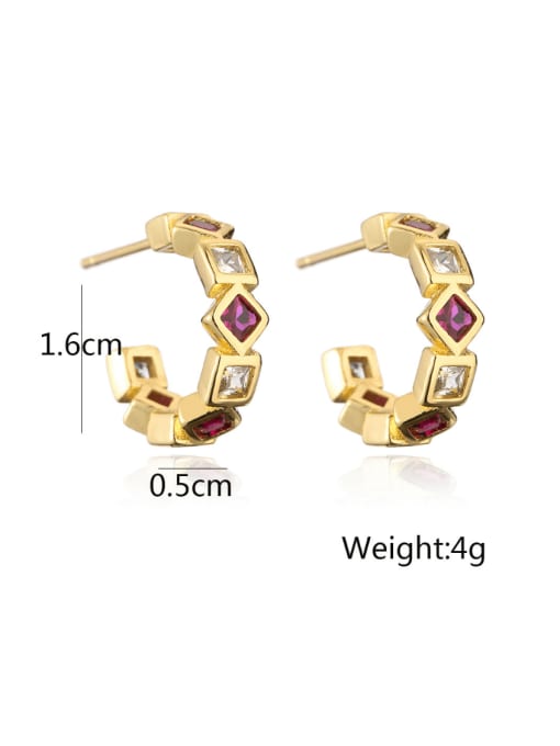 AOG Brass Cubic Zirconia Geometric Minimalist Stud Earring 1