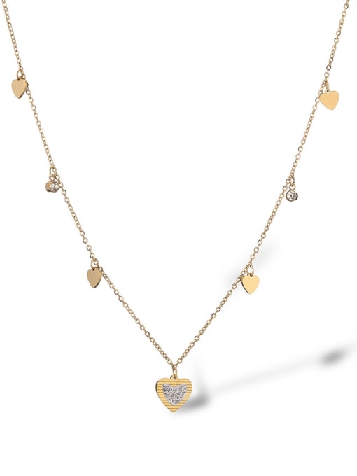 AOG Titanium Steel Cubic Zirconia Heart Minimalist Necklace 0
