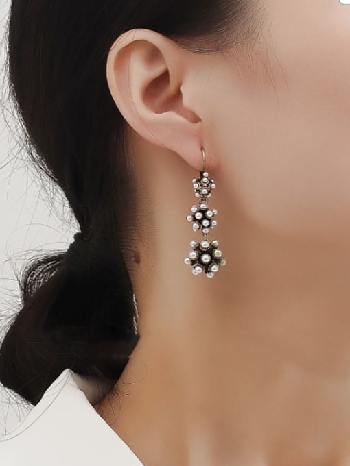 HYACINTH Copper Imitation Pearl Geometric Vintage Drop Trend Korean Fashion Earring 1