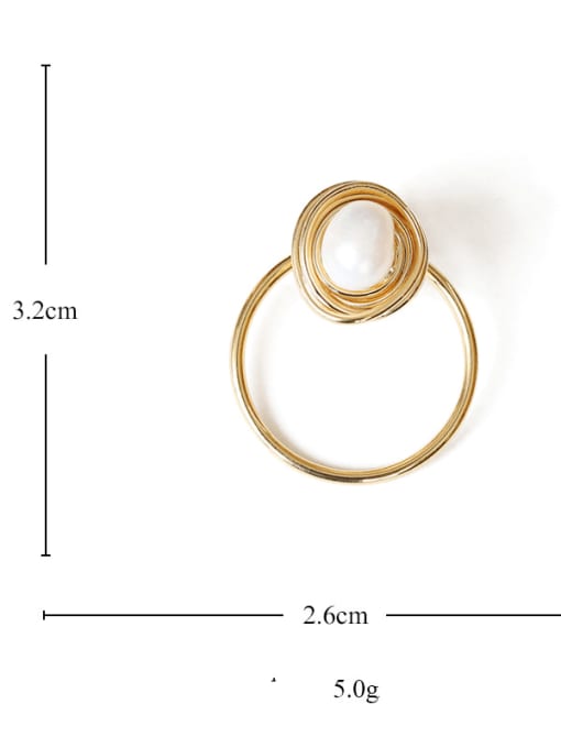 ACCA Brass Imitation Pearl Geometric Vintage Drop Earring 3