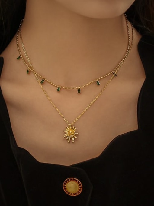 ACCA Brass Cubic Zirconia Flower Vintage Necklace 1