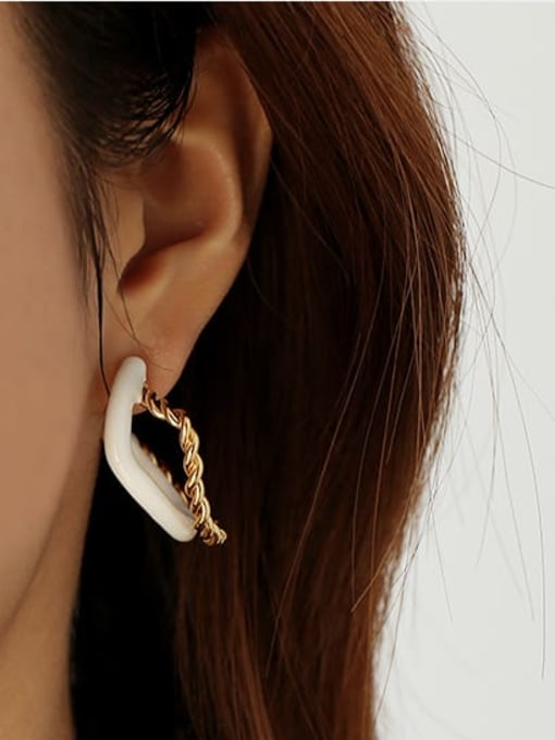 ACCA Brass Acrylic Geometric Minimalist Stud Earring 1