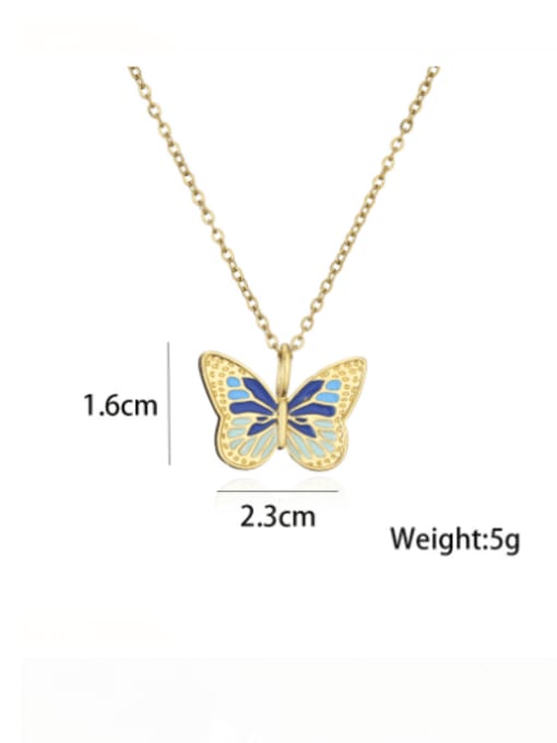 AOG Brass Rhinestone Enamel Butterfly Pendant Necklace 3