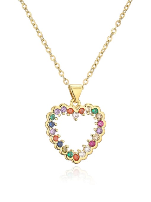 22815 Brass Cubic Zirconia Heart Minimalist Necklace