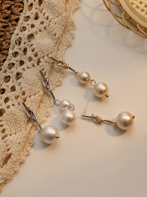 HYACINTH Copper image pearl asymmetric Vintage Long Drop Trend Korean Fashion Earring 2