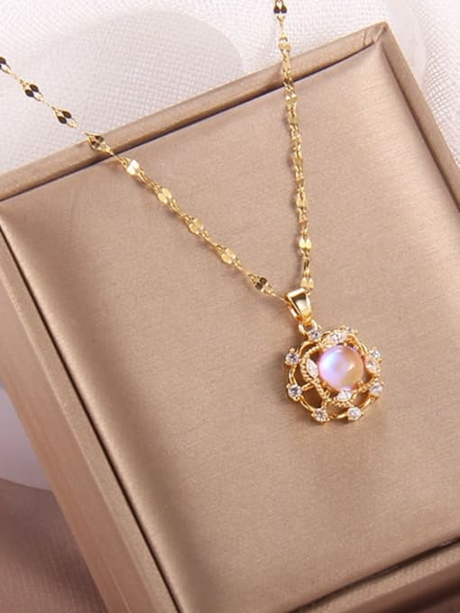 a A216 Brass Trend Cubic Zirconia  Can Rotary Flower Pendant Necklace