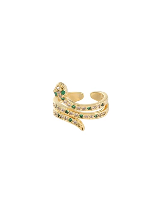 YOUH Brass Cubic Zirconia Snake Dainty Band Ring 0
