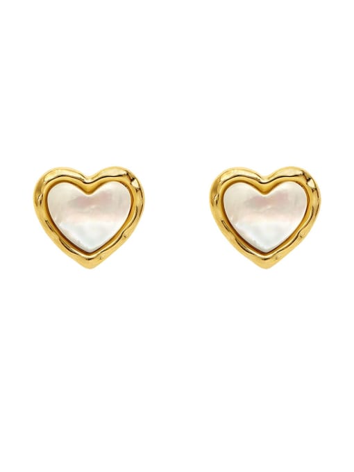 HYACINTH Brass Shell Heart Minimalist Stud Trend Korean Fashion Earring 0