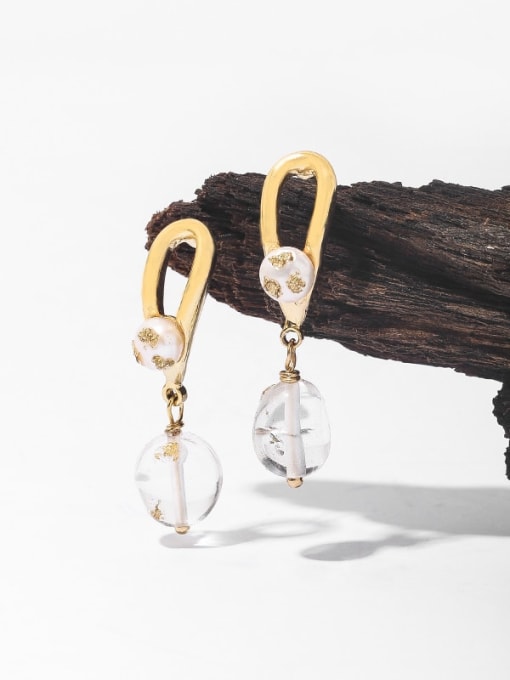 TINGS Brass Transparent Crystal Geometric Vintage Drop Earring