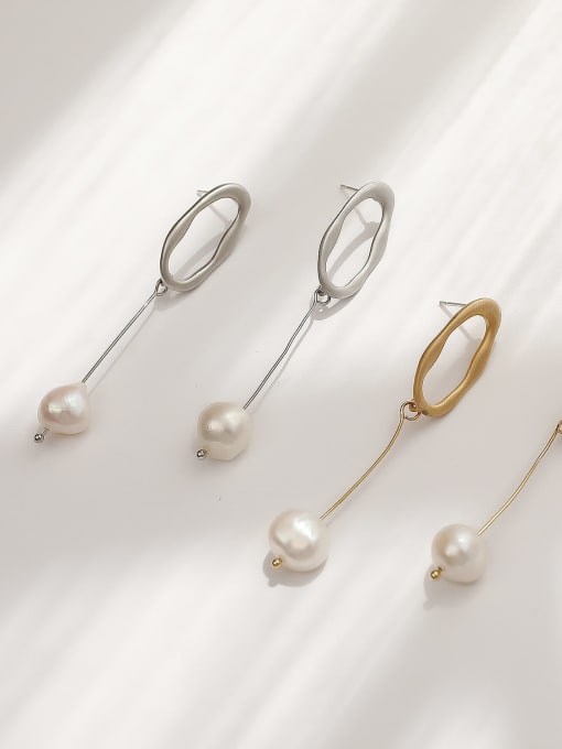 HYACINTH Brass Imitation Pearl Geometric Minimalist Drop Trend Korean Fashion Earring