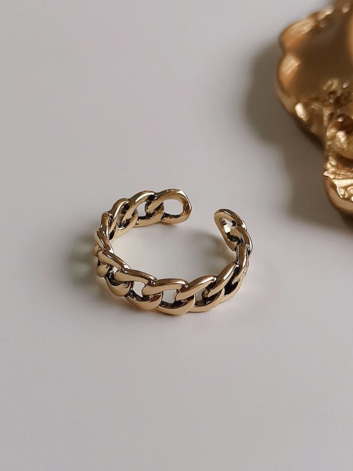 Ancient gold Copper Retro Hollow  Geometric Chain  Free Size Band Fashion Ring