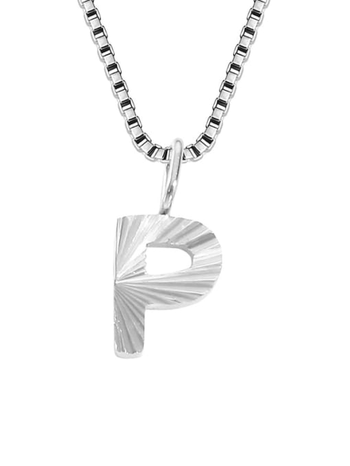 P stainless steel color Stainless steel Letter Minimalist Necklace