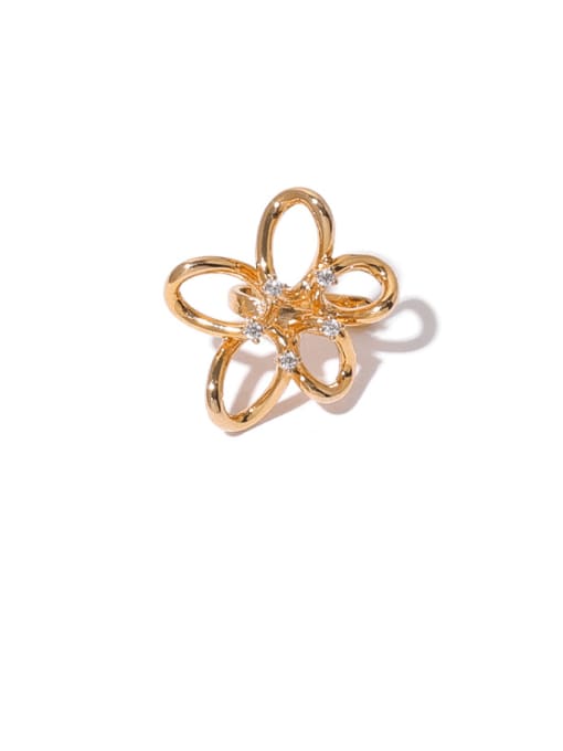 Golden Flower (Single -Only One) Brass Cubic Zirconia Flower Vintage Single Earring(Single -Only One)