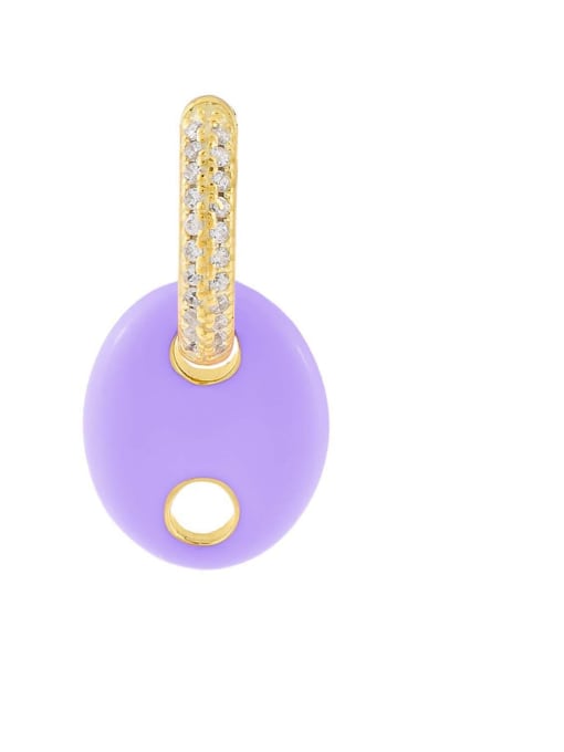 Light purple  (Single-(Only One)) Brass Rhinestone Enamel Geometric Cute Single Earring(Only One)