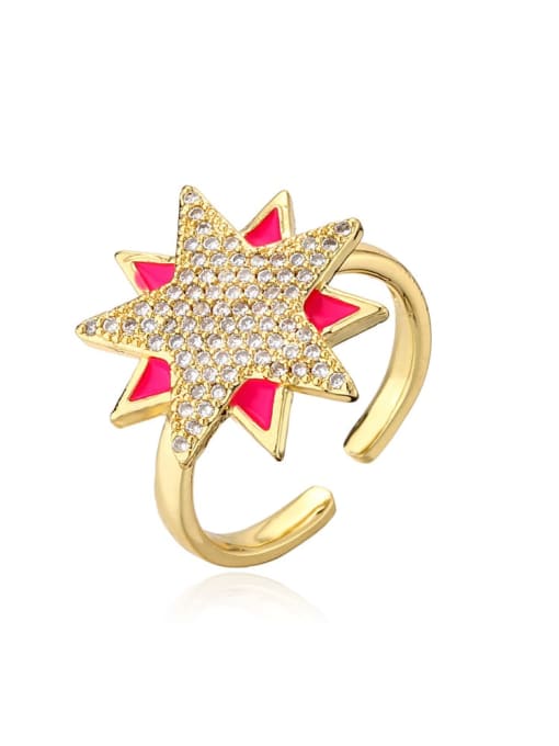 11664 Brass Cubic Zirconia Five-Pointed Star Vintage Band Ring