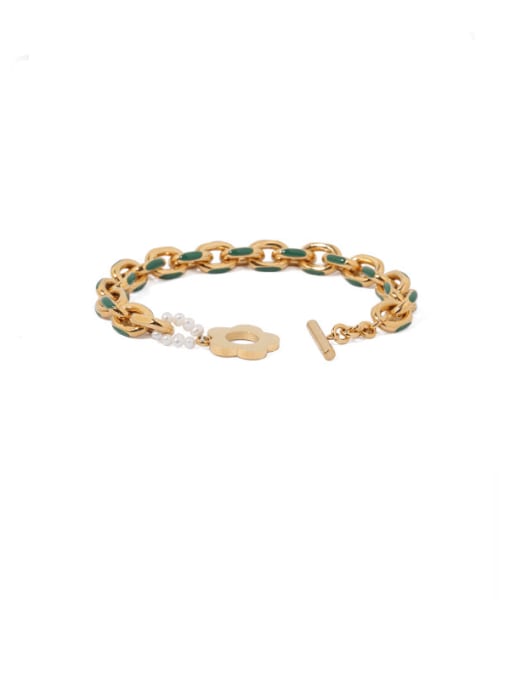 (pre sale) green oil dripping Bracelet Brass Enamel Geometric Chain Hip Hop Link Bracelet