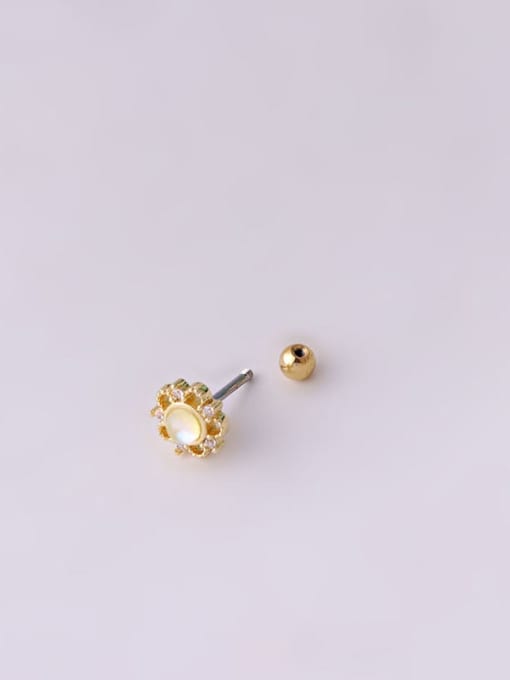 HISON Brass Cubic Zirconia Flower Trend Single Earring 4