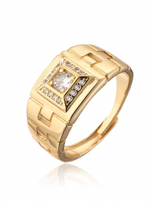 50008 Brass Cubic Zirconia Geometric Trend Band Ring