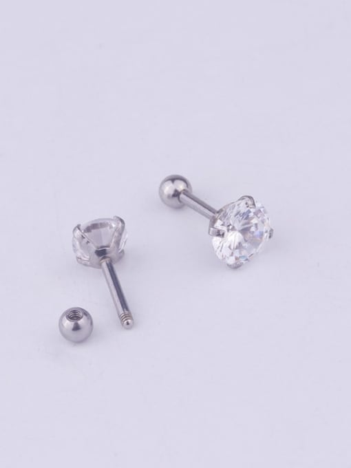 HISON Stainless steel Cubic Zirconia Round Hip Hop Stud Earring 4