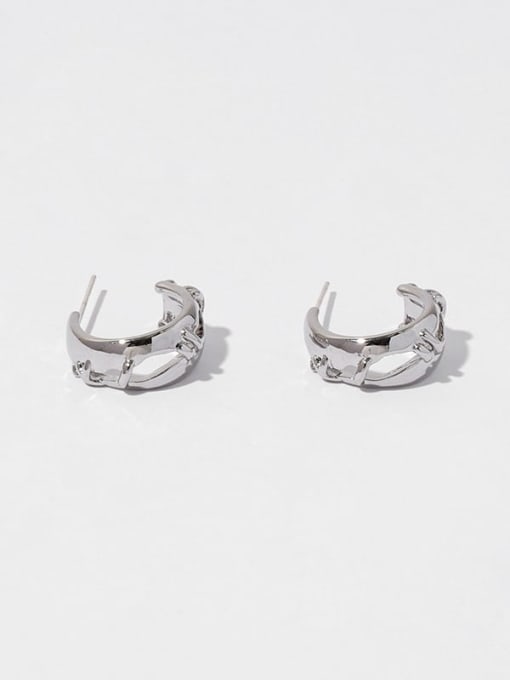 Hollow Earrings Brass Cubic Zirconia Geometric Vintage Stud Earring