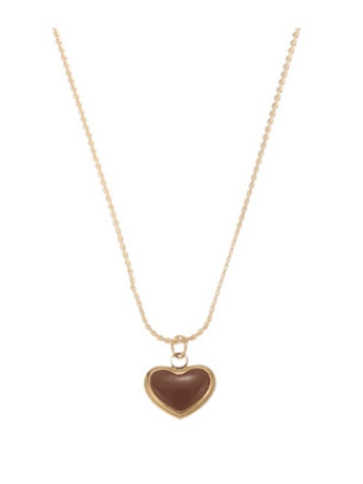 Five Color Titanium Steel Enamel Heart Minimalist Necklace 3