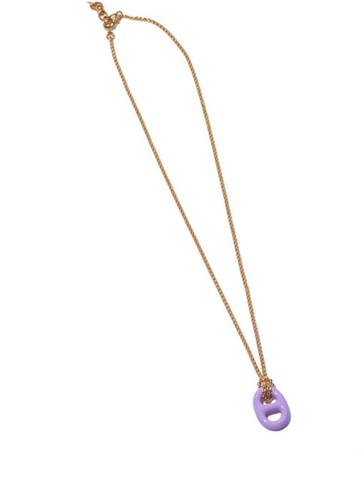 Taro purple Pendant Necklace Brass Enamel Geometric Minimalist Necklace