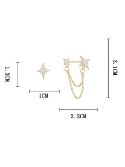 HYACINTH Brass Cubic Zirconia Asymmetry Star Minimalist Stud Earring 3