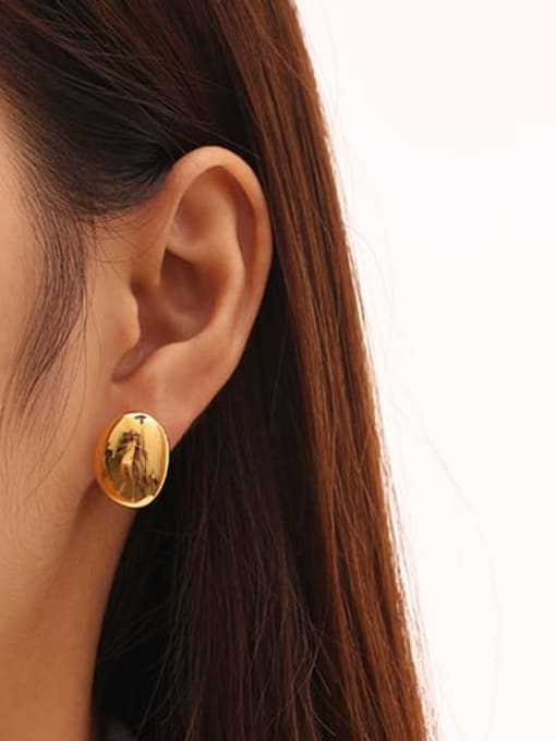 ACCA Brass Smooth Irregular  Geometric Minimalist Stud Earring 2