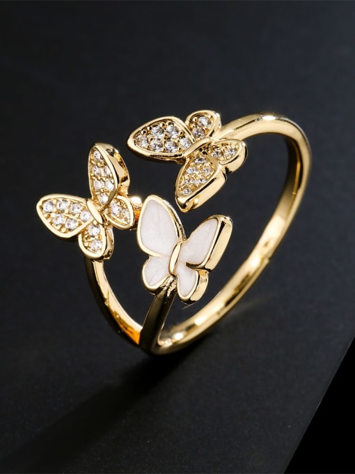 AOG Brass Cubic Zirconia Butterfly Vintage Band Ring 1