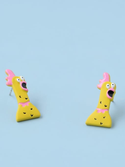 Five Color Alloy Enamel Irregular Cute Chicken Stud Earring 0