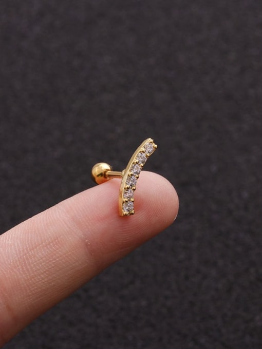 Gold 5#（Single） Brass Cubic Zirconia Geometric Minimalist Stud Earring