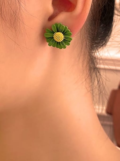 HYACINTH Copper Enamel Flower Cute Stud Trend Korean Fashion Earring 1