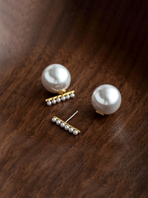 ACCA Brass Imitation Pearl Geometric Minimalist Stud Earring 2