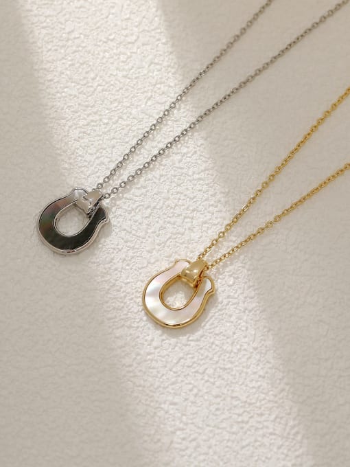 HYACINTH Brass Shell Geometric Minimalist Necklace