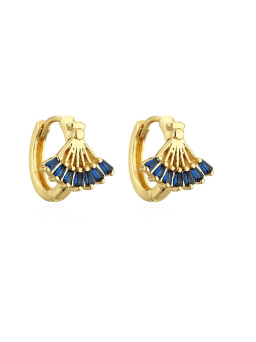 43755 Brass Cubic Zirconia Flower Hip Hop Huggie Earring