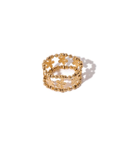 golden Brass Hollow Flower Vintage Band Ring