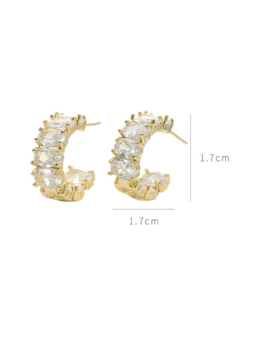 YOUH Brass Cubic Zirconia Geometric Minimalist Stud Earring 3