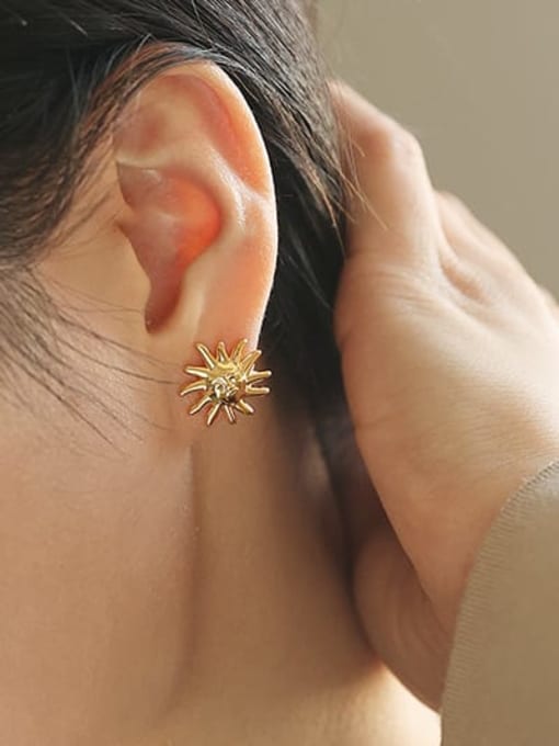 Five Color Brass Sun  Flower Vintage Stud Earring 1