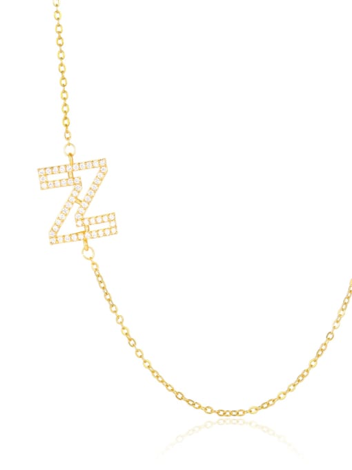 Z Brass Cubic Zirconia Letter Minimalist Necklace