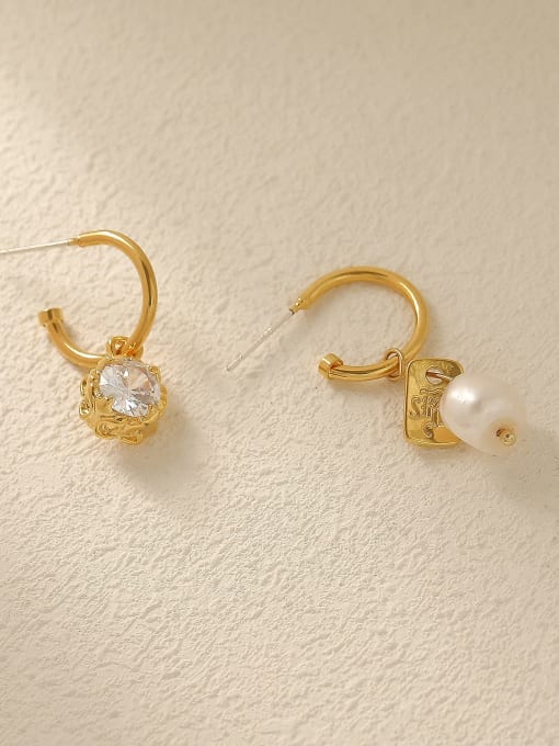 HYACINTH Brass Imitation Pearl Geometric Vintage Drop Trend Korean Fashion Earring