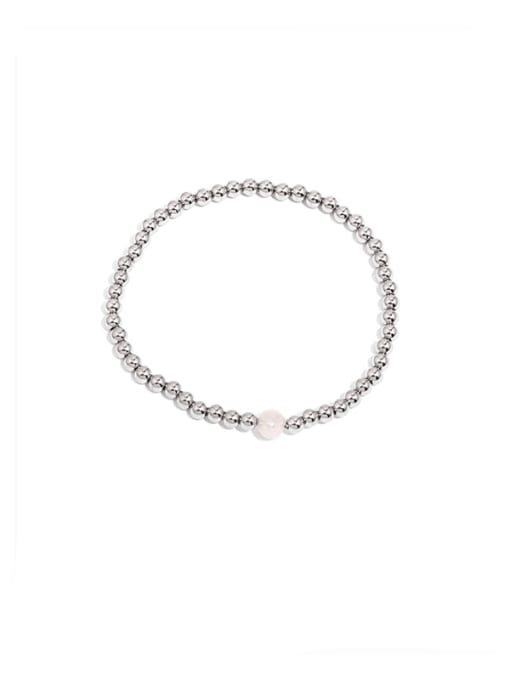 Pearl style (adjustable elastic rope) Titanium Steel Bead Geometric Minimalist Adjustable Bracelet