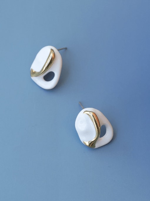 Five Color Brass Enamel Irregular Minimalist Stud Earring 0