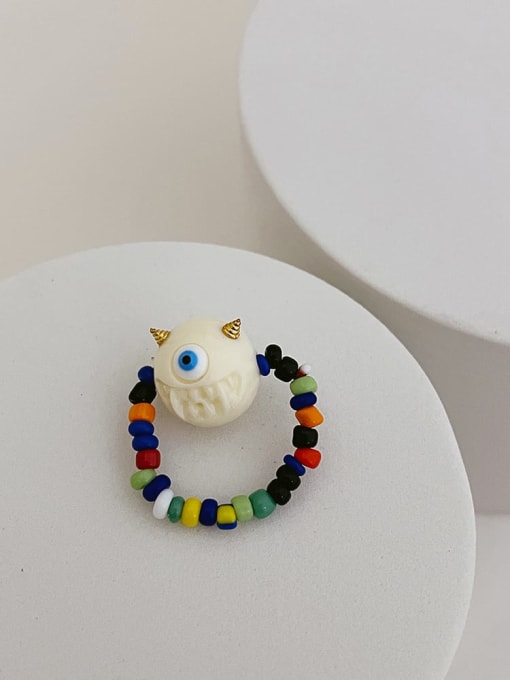 white Resin Multi Color Cute little monster Bead Ring