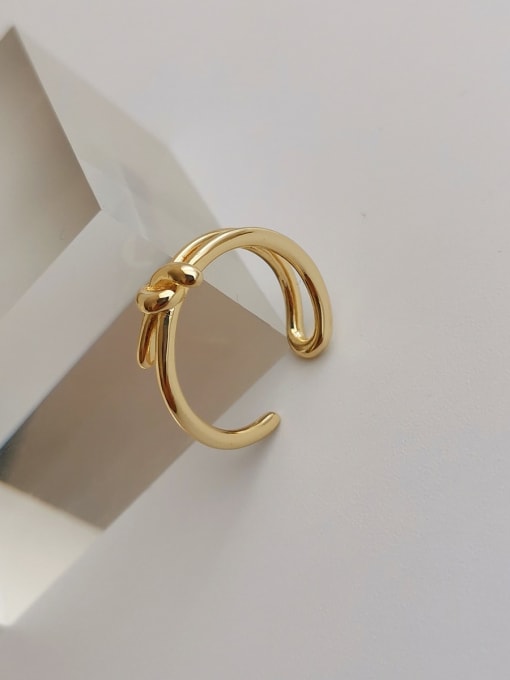 HYACINTH Copper Bowknot Minimalist Blank Fashion Ring 2