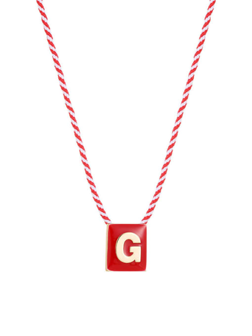 Letter G Brass Enamel Message Cute Necklace