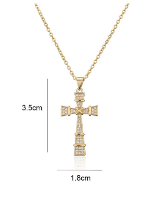 AOG Brass Cubic Zirconia Cross Vintage Regligious Necklace 3