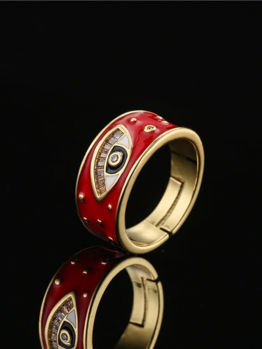 AOG Brass Enamel Cubic Zirconia Evil Eye Vintage Band Ring 2