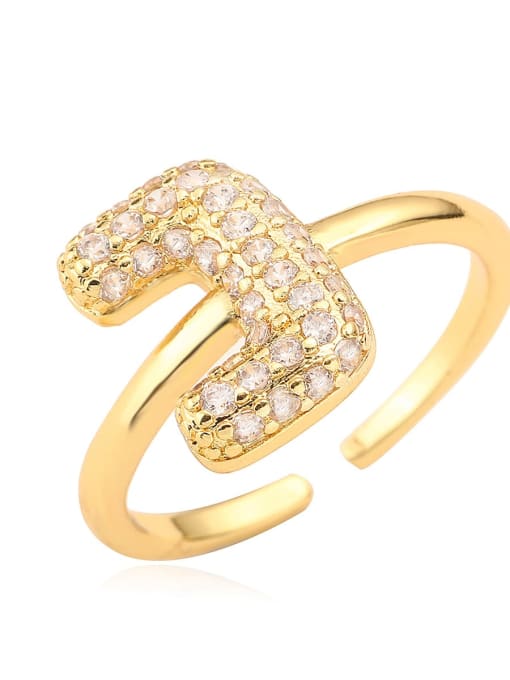 J Brass Cubic Zirconia Letter Minimalist Band Ring